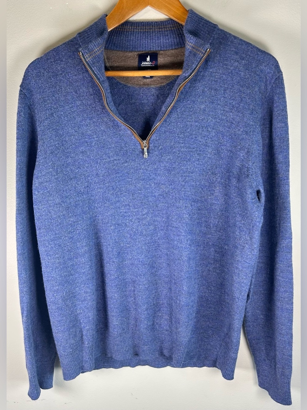 Johnnie-O Men’s 1/4 Zip Merino Wool Sweater Size XL Raynor Pullover Laguna Blue